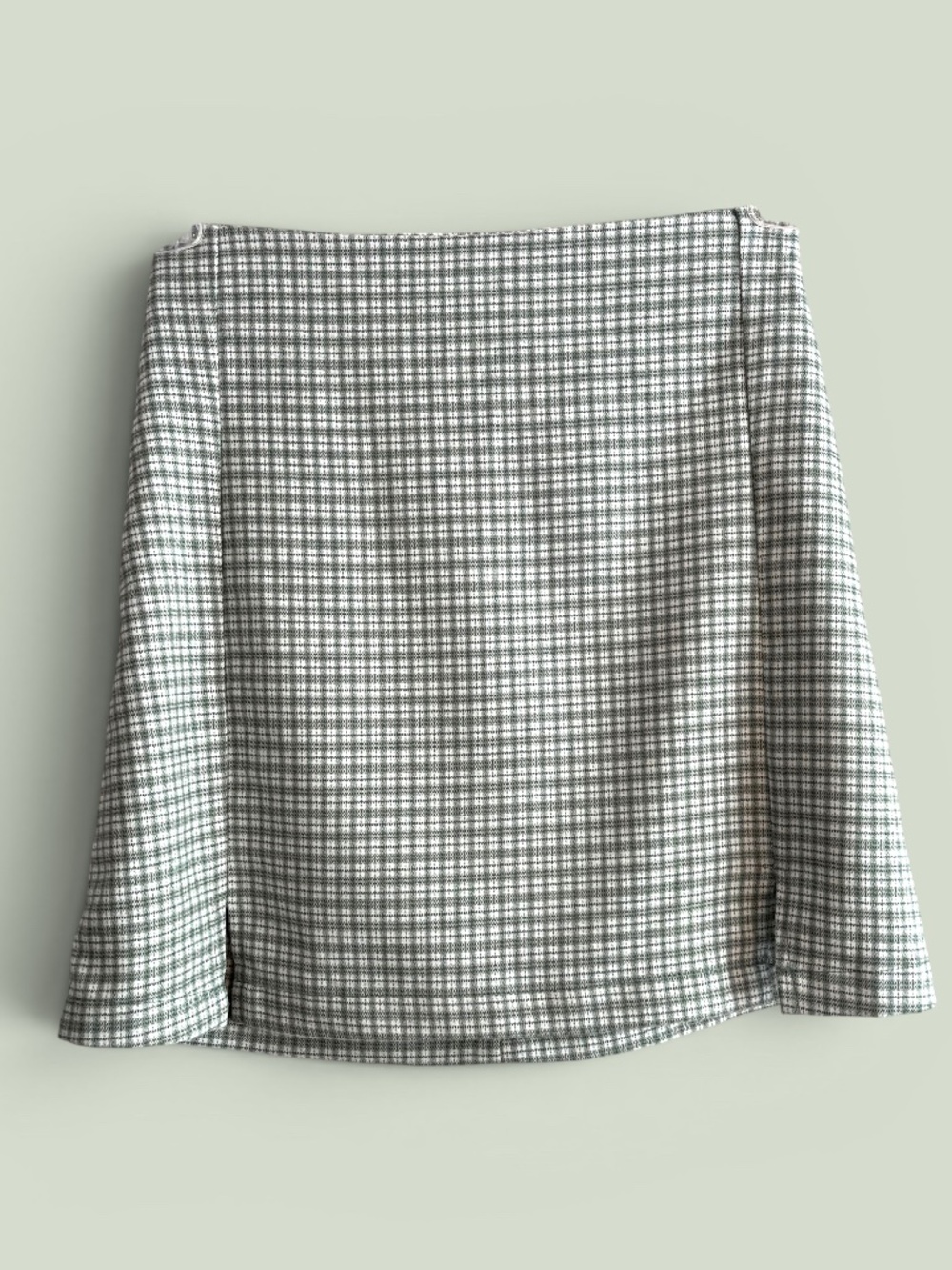 John Galt Brandy Melville Green Checked A-Line Mini Skirt Size XS (est)